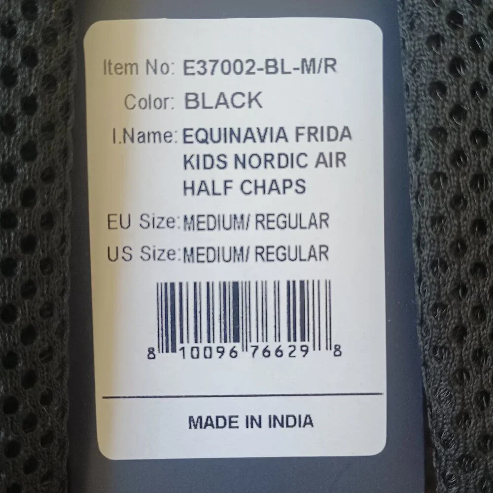 Kids Black Riding Half Chaps with Breathable Mesh Panels